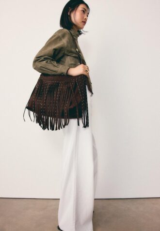 Soft Touch Shoulder Bag with Fringe Detail