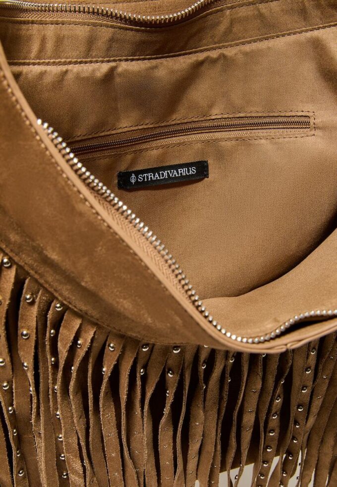 Soft Touch Shoulder Bag with Fringe Detail