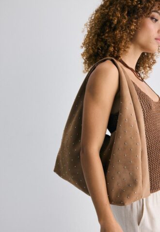 Soft Touch Shoulder Bag with Rhinestones
