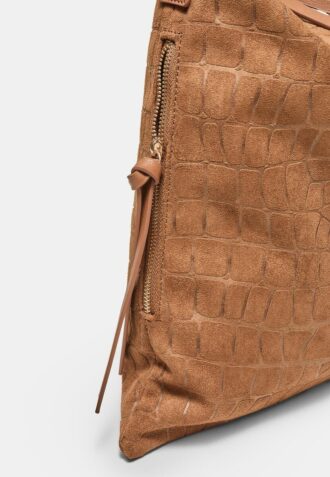 Soft-Touch Shoulder Bag with Zips