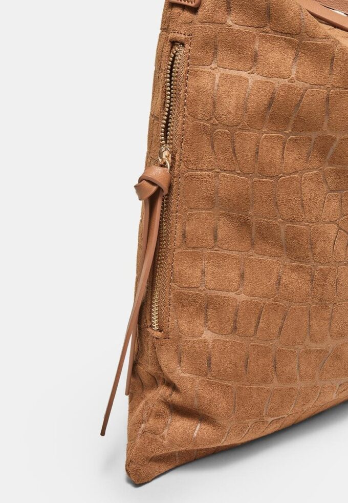 Soft-Touch Shoulder Bag with Zips