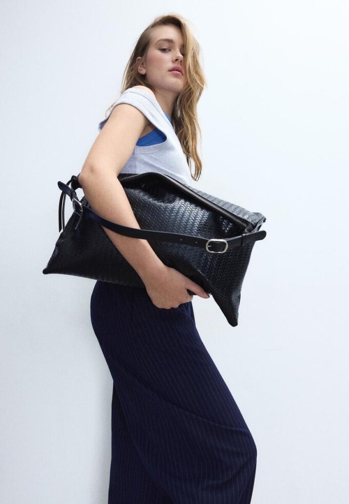 Soft Touch Shoulder Bag with Zips