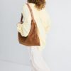 Soft-Touch Shoulder Bag with Zips