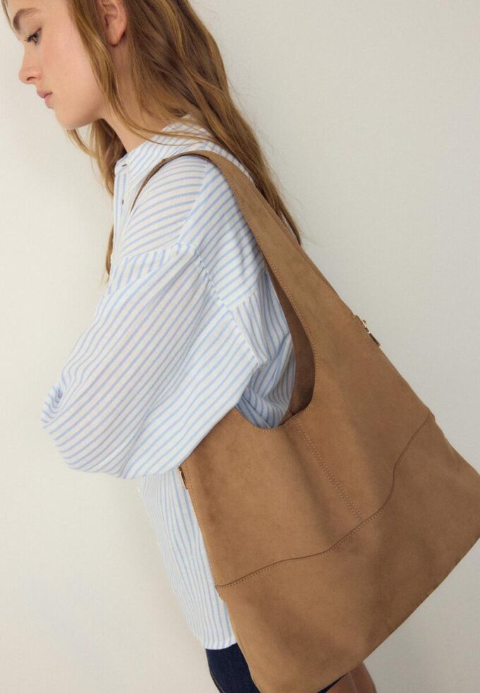 Soft Touch Shoulder Bag with Zips