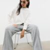 Soft-Touch Wide-Leg Jogger Trousers with Front Seam Detail