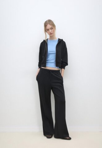 Soft-Touch Wide-Leg Jogger Trousers with Front Seam Detail