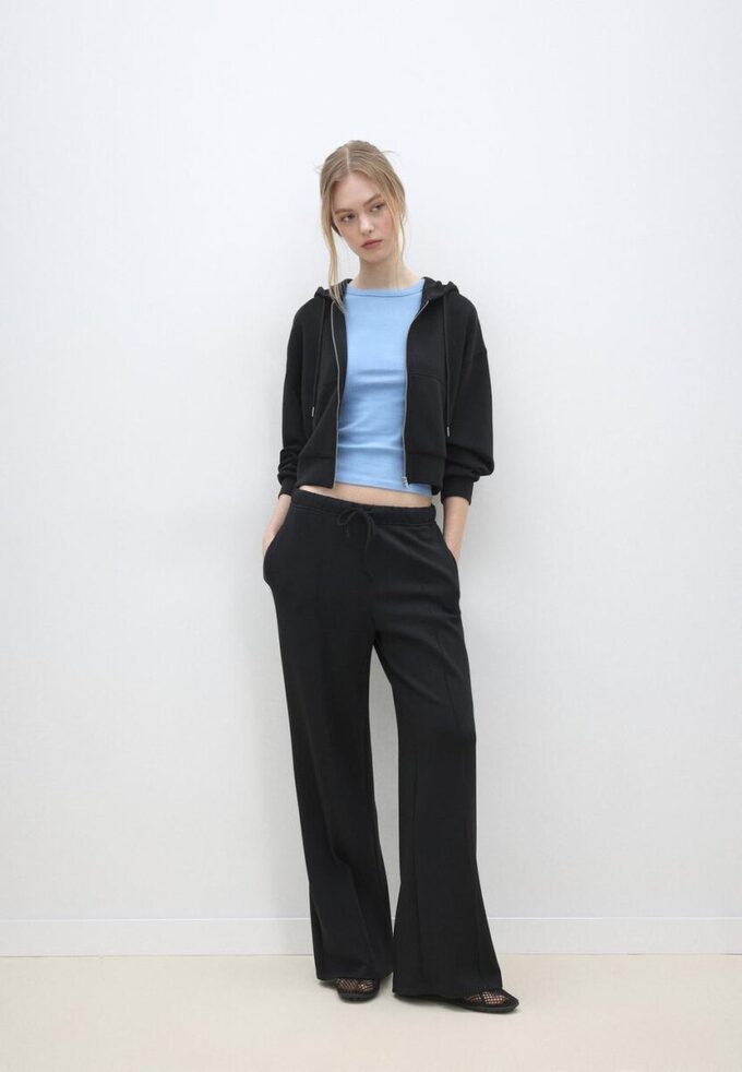 Soft-Touch Wide-Leg Jogger Trousers with Front Seam Detail Soft-Touch Wide-Leg Jogger Trousers with Front Seam Detail