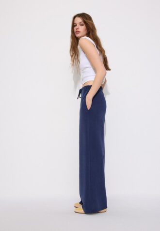 Soft-Touch Wide-Leg Jogger Trousers with Front Seam Detail