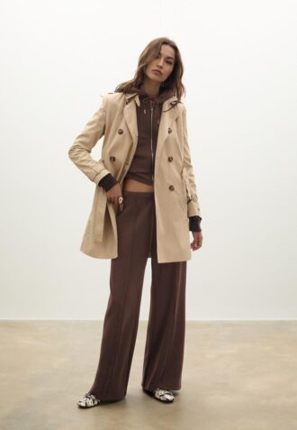 Soft-Touch Wide-Leg Jogger Trousers with Front Seam Detail