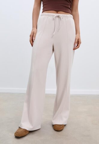 Soft-Touch Wide-Leg Jogger Trousers with Front Seam Detail