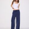 Soft-Touch Wide-Leg Jogger Trousers with Front Seam Detail