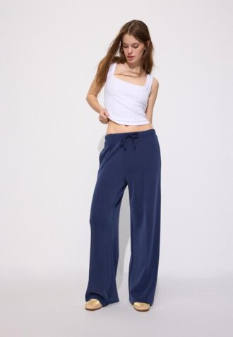 Soft-Touch Wide-Leg Jogger Trousers with Front Seam Detail