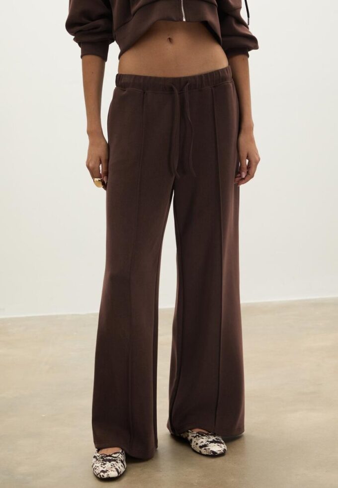 Soft-Touch Wide-Leg Jogger Trousers with Front Seam Detail