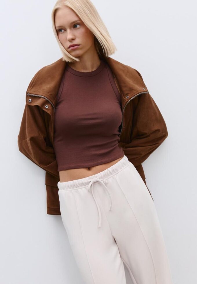 Soft-Touch Wide-Leg Jogger Trousers with Front Seam Detail Soft-Touch Wide-Leg Jogger Trousers with Front Seam Detail