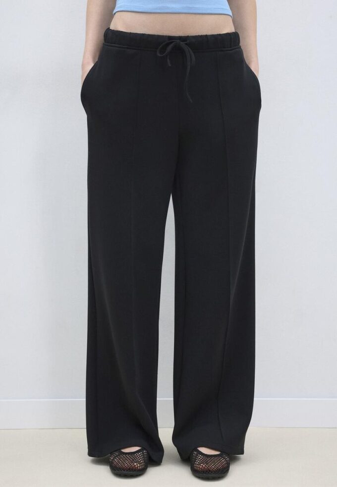 Soft-Touch Wide-Leg Jogger Trousers with Front Seam Detail Soft-Touch Wide-Leg Jogger Trousers with Front Seam Detail