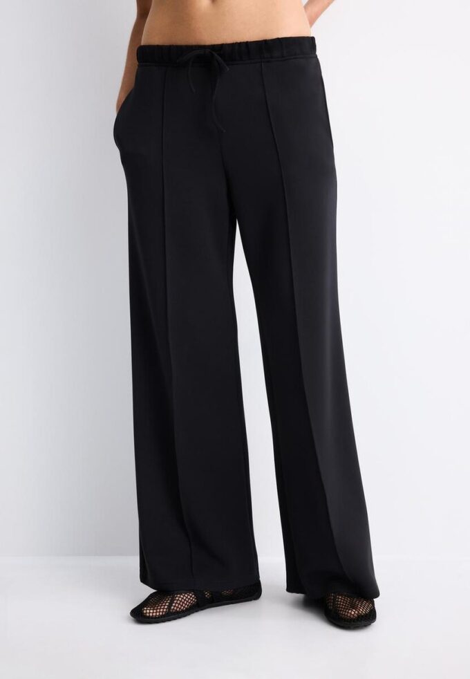 Soft-Touch Wide-Leg Jogger Trousers with Front Seam Detail
