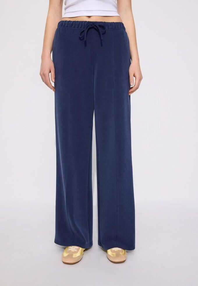 Soft-Touch Wide-Leg Jogger Trousers with Front Seam Detail