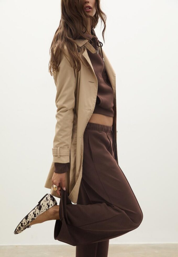 Soft-Touch Wide-Leg Jogger Trousers with Front Seam Detail