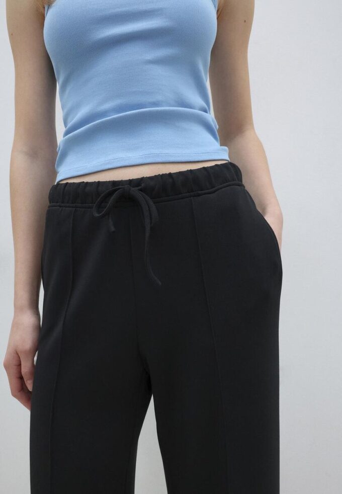 Soft-Touch Wide-Leg Jogger Trousers with Front Seam Detail Soft-Touch Wide-Leg Jogger Trousers with Front Seam Detail