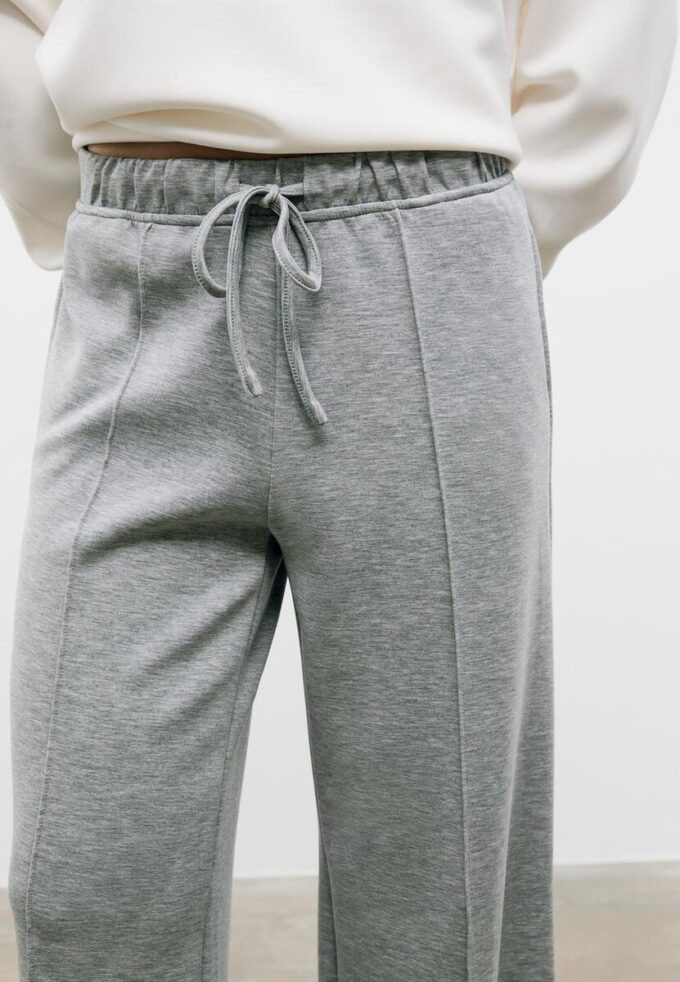 Soft-Touch Wide-Leg Jogger Trousers with Front Seam Detail