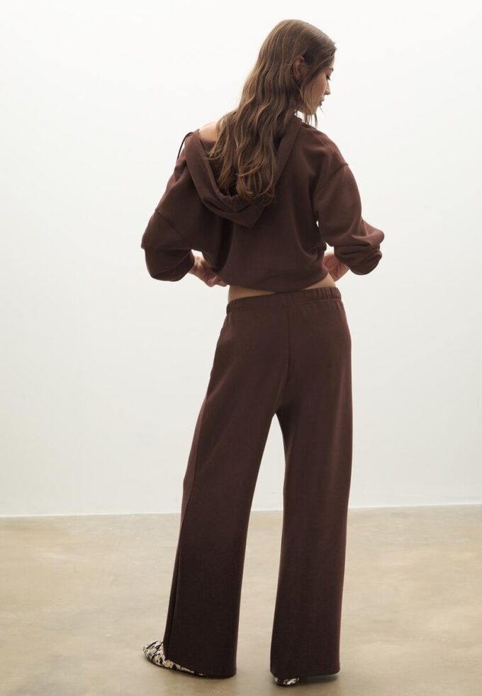 Soft-Touch Wide-Leg Jogger Trousers with Front Seam Detail