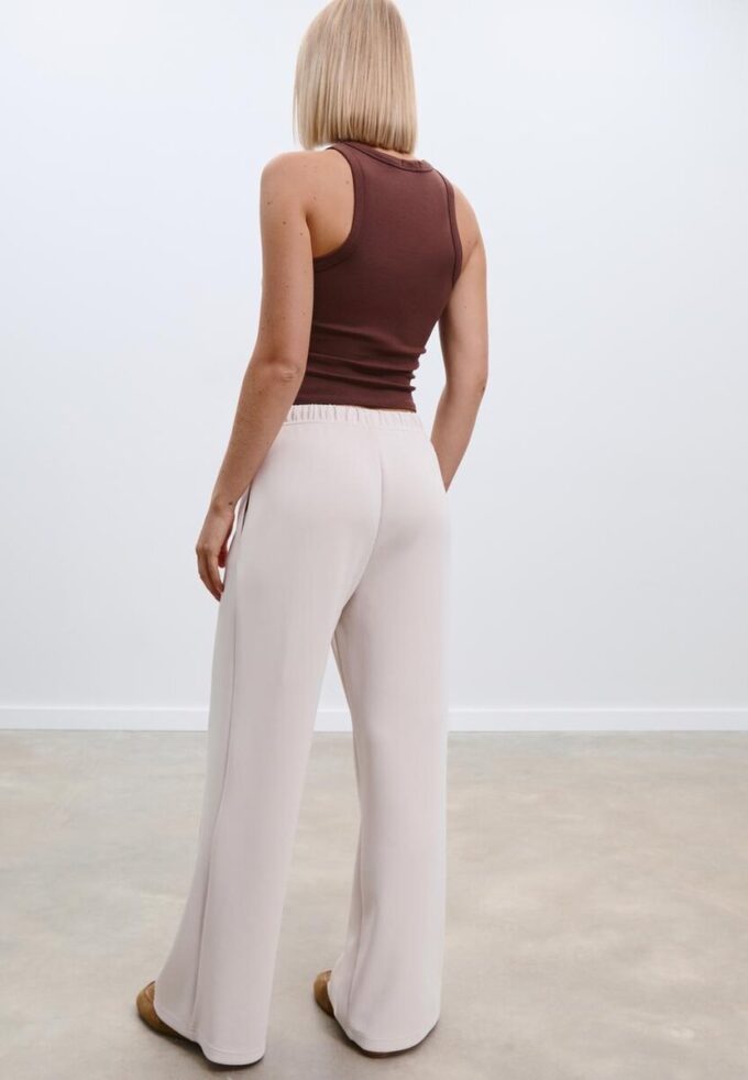 Soft-Touch Wide-Leg Jogger Trousers with Front Seam Detail Soft-Touch Wide-Leg Jogger Trousers with Front Seam Detail