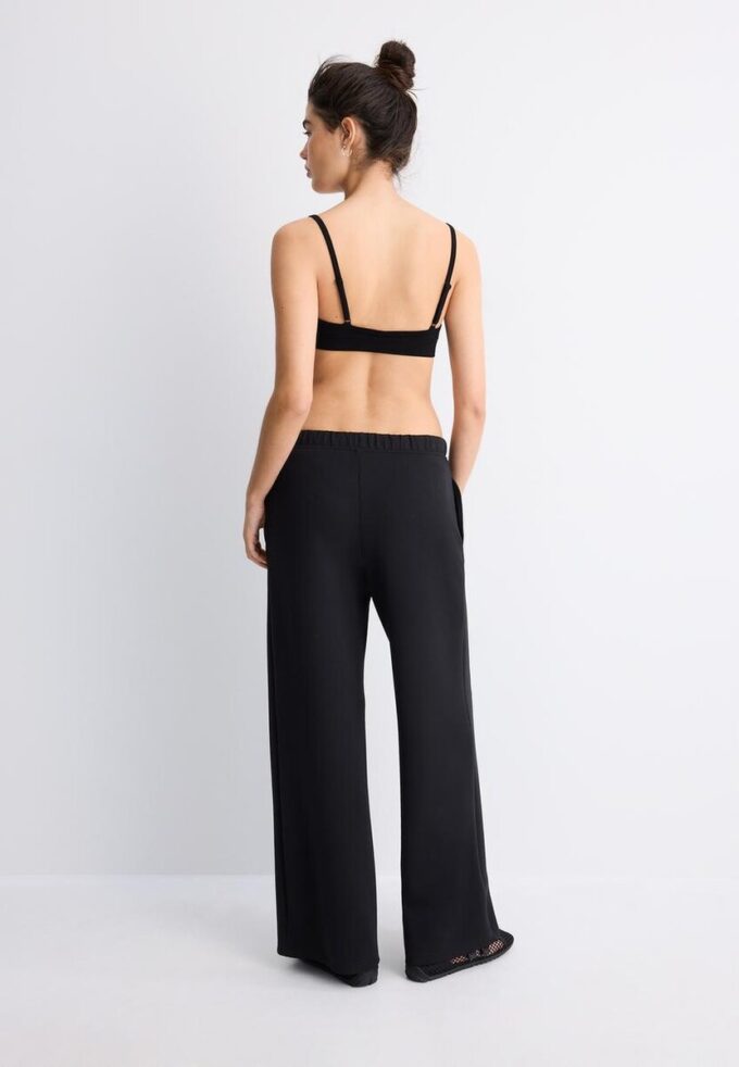 Soft-Touch Wide-Leg Jogger Trousers with Front Seam Detail