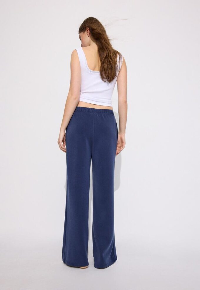 Soft-Touch Wide-Leg Jogger Trousers with Front Seam Detail