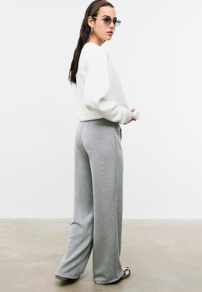 Soft-Touch Wide-Leg Jogger Trousers with Front Seam Detail