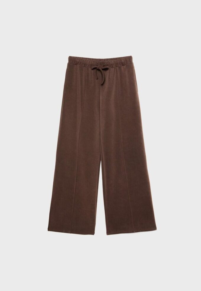 Soft-Touch Wide-Leg Jogger Trousers with Front Seam Detail