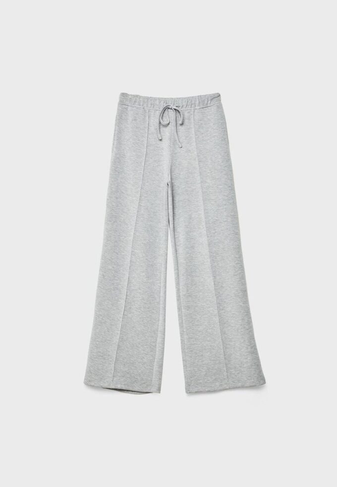 Soft-Touch Wide-Leg Jogger Trousers with Front Seam Detail