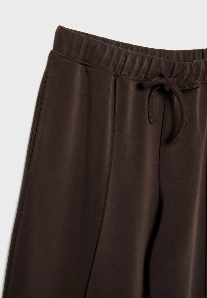 Soft-Touch Wide-Leg Jogger Trousers with Front Seam Detail