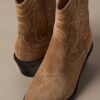Split Leather Cowboy Ankle Boots