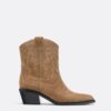 Split Leather Cowboy Ankle Boots