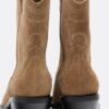 Split Leather Cowboy Ankle Boots