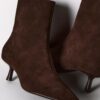 Split Leather Stiletto Heel Ankle Boots