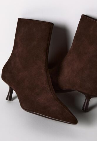 Split Leather Stiletto Heel Ankle Boots