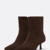 Split Leather Stiletto Heel Ankle Boots