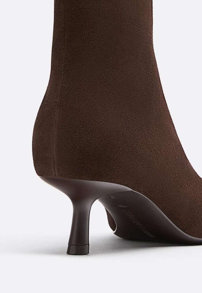 Split Leather Stiletto Heel Ankle Boots