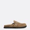 Split Suede Clogs with Buckle