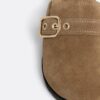 Split Suede Clogs with Buckle
