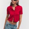 Stand Collar Buttoned Knit Cardigan