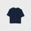 Stand Collar Buttoned Knit Cardigan