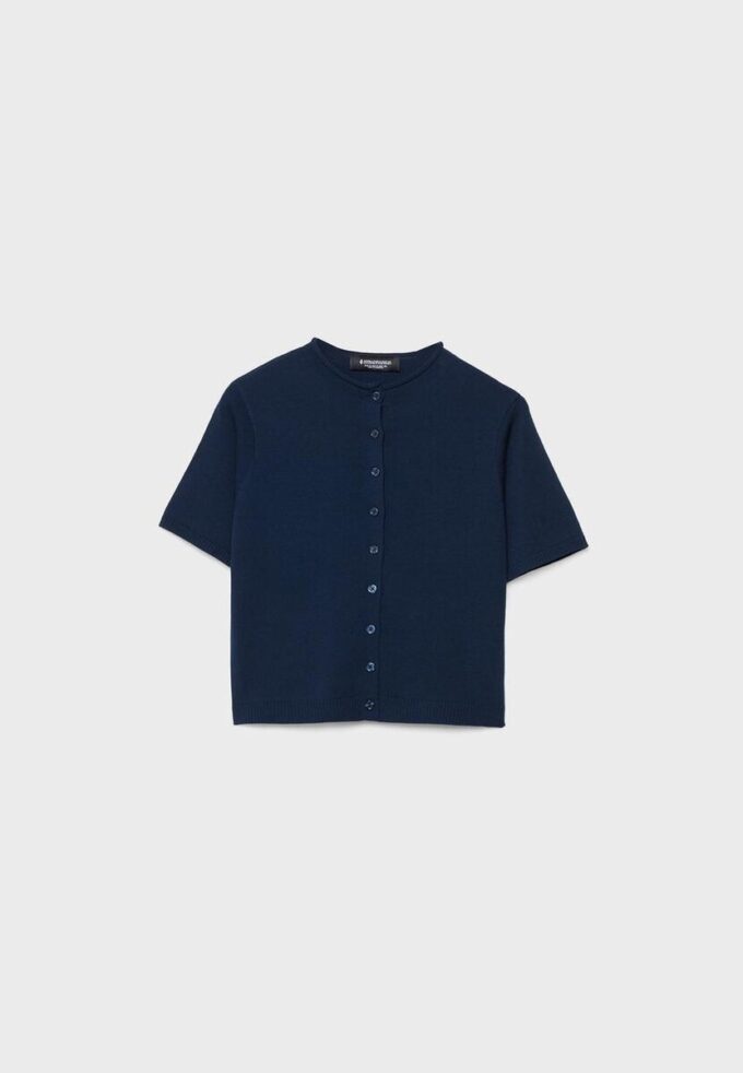 Stand Collar Buttoned Knit Cardigan