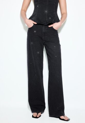 Straight-Fit Jeans with Rhinestones