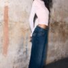 Straight Jeans with Studded Waistband Straight Jeans with Studded Waistband