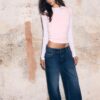 Straight Jeans with Studded Waistband Straight Jeans with Studded Waistband