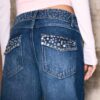 Straight Jeans with Studded Waistband Straight Jeans with Studded Waistband