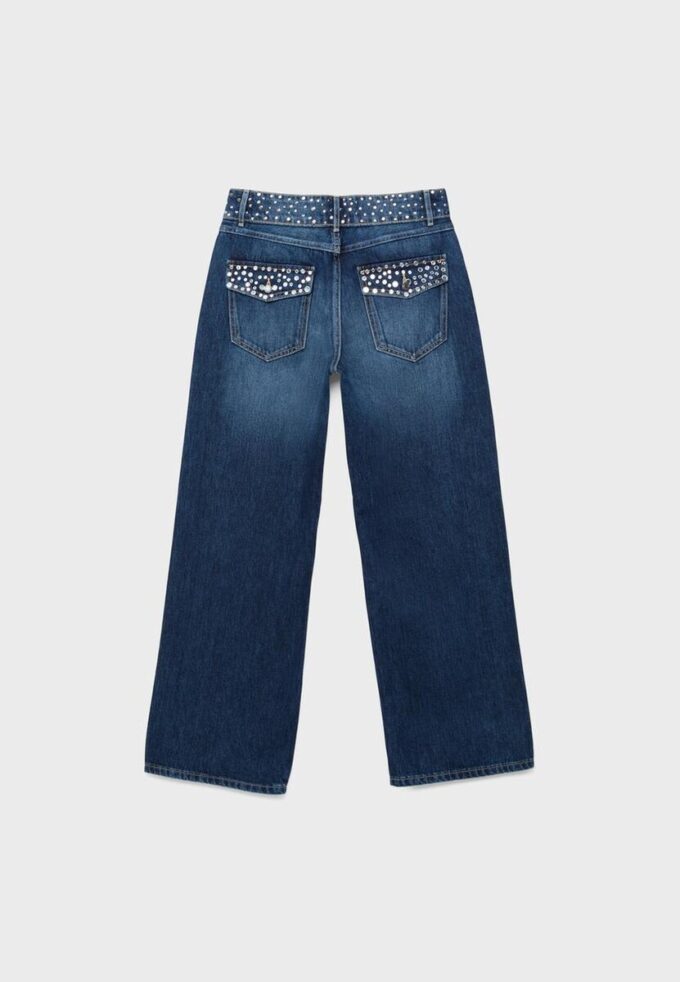 Straight Jeans with Studded Waistband Straight Jeans with Studded Waistband