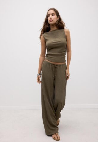 Straight-Leg Creased-Effect Trousers